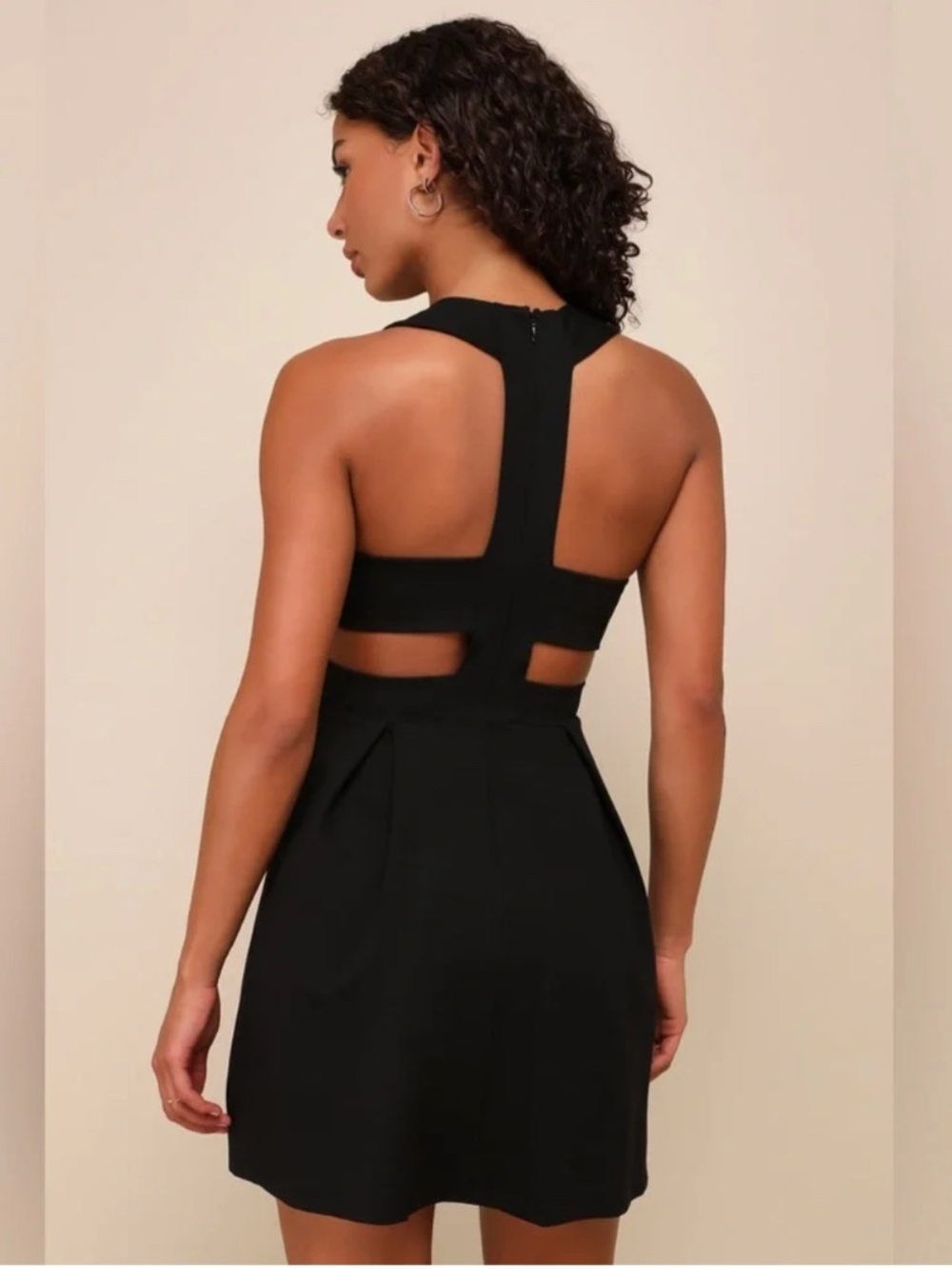Lulus Cutout and About Black Skater Dress Size Small